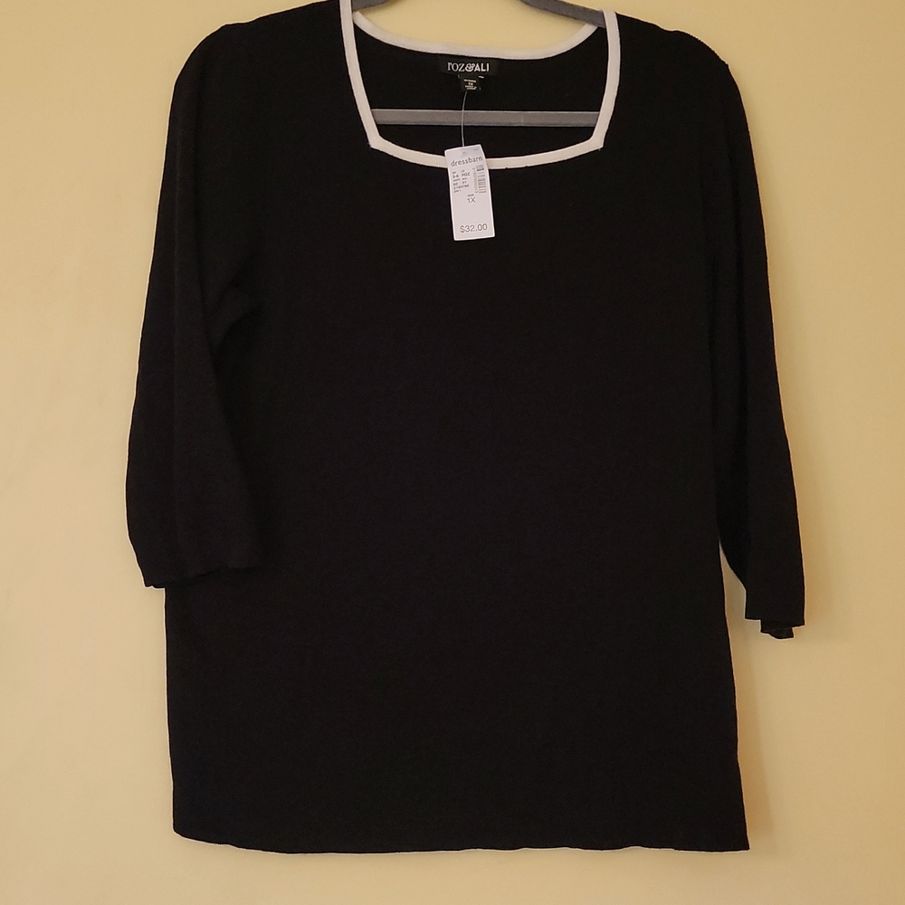 NWT 3/4 sleeve black sweater